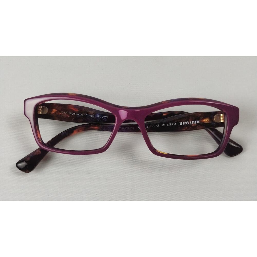 Miu Miu Women's Eyeglass Frames VMU-021 PC4-101 Burgundy Br Gold Purple Sparkle